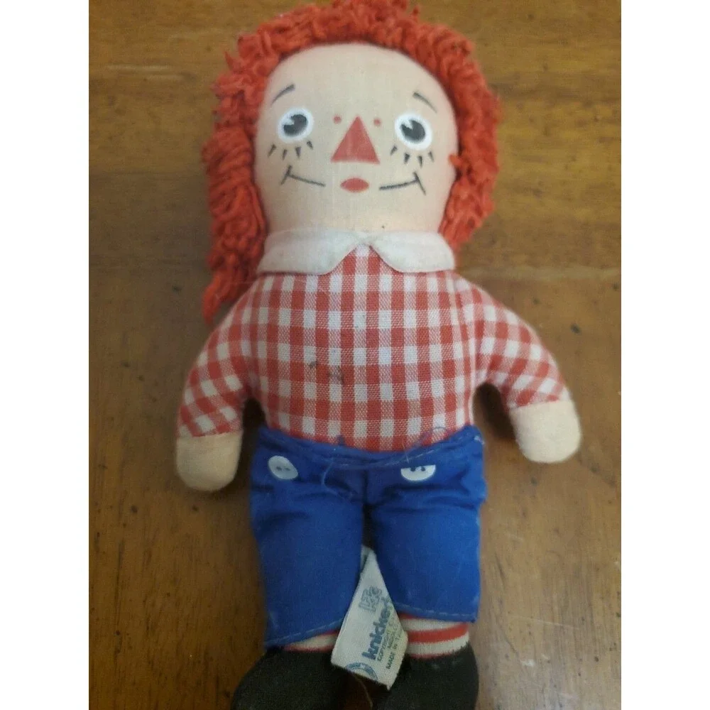 Raggedy Ann Cloth Bean Bag Doll Vintage Knickerbocker Stuffed  7 1/2